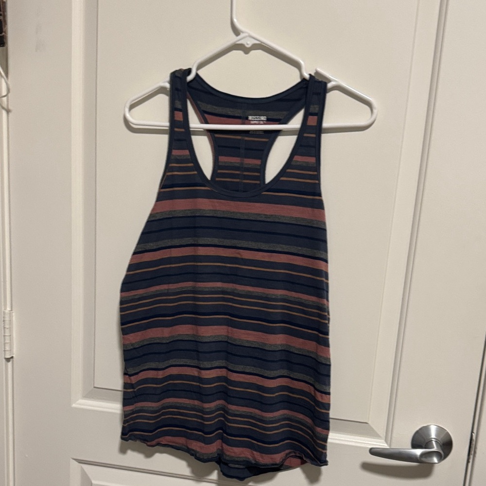 Mossimo Supply Co. Navy and Rose Striped Tank Top